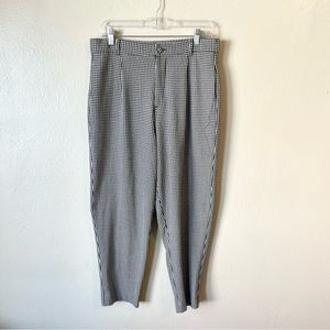 Zara White Black Houndstooth Print Plaid Pant Trousers‎ size L